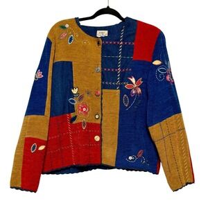 Vintage Koret City Artisan Patchwork Jacket Womens Sz L Indie Folkcore Mori Girl